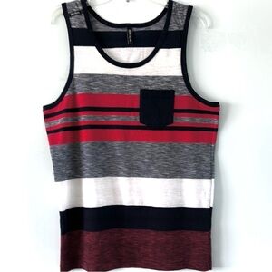 Striped Men's Tank Top - Red, Gray, and White